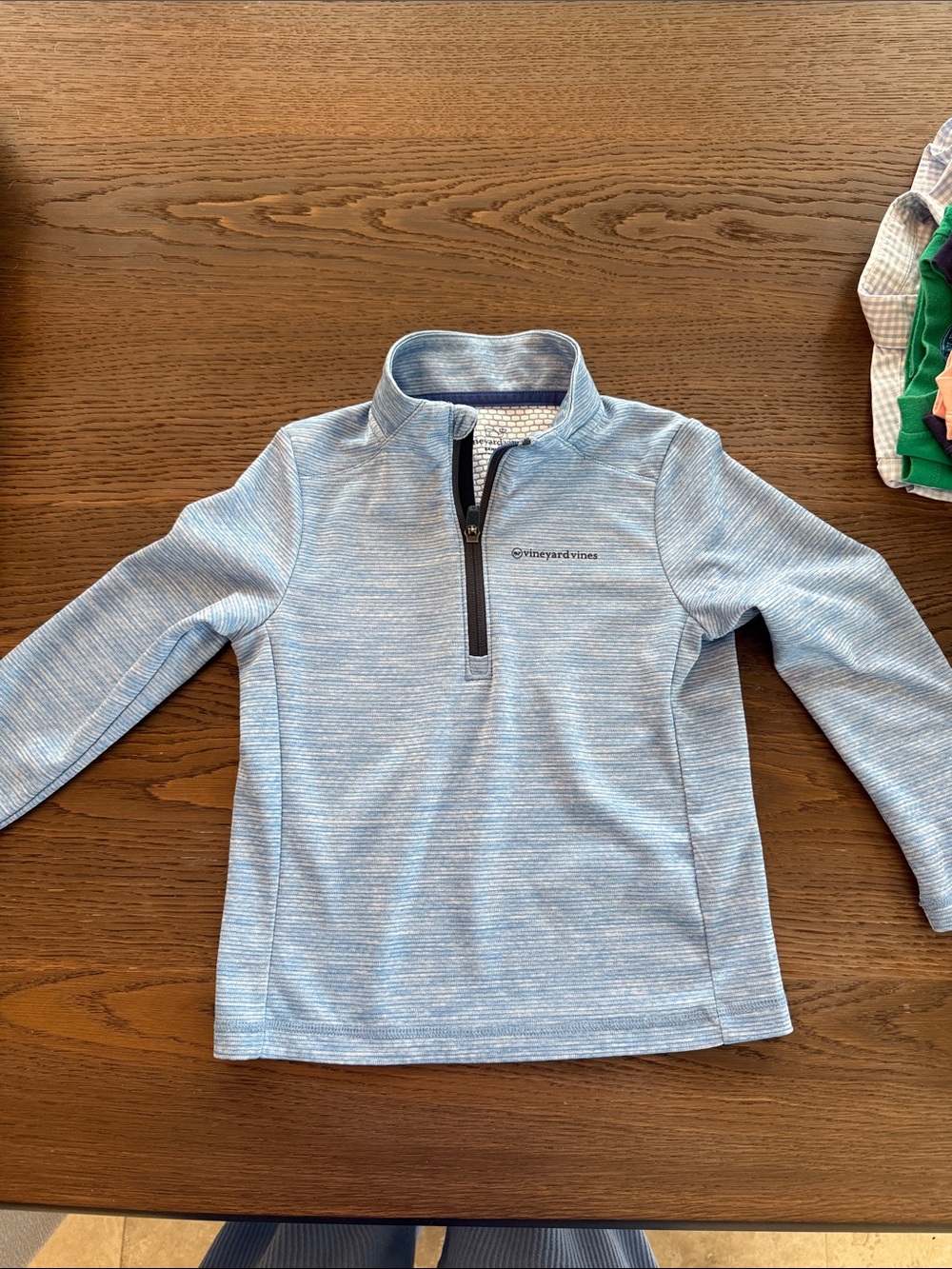 Vineyard Vines Kids Light Blue Heather Quarter-Zip Sweatshirt
